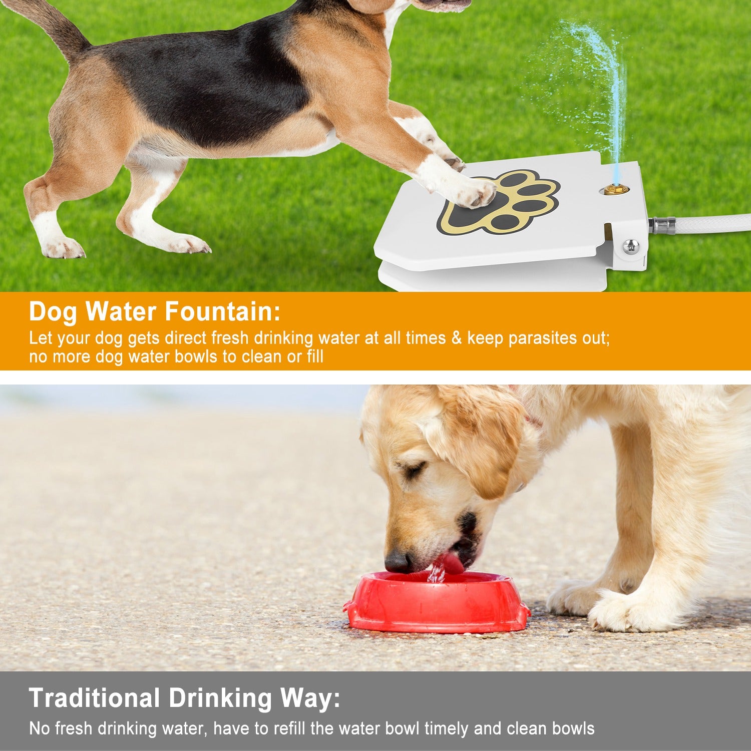 Outdoor Water Dispenser Step-on Activated Sprinkler With Interactive Paw Pedal