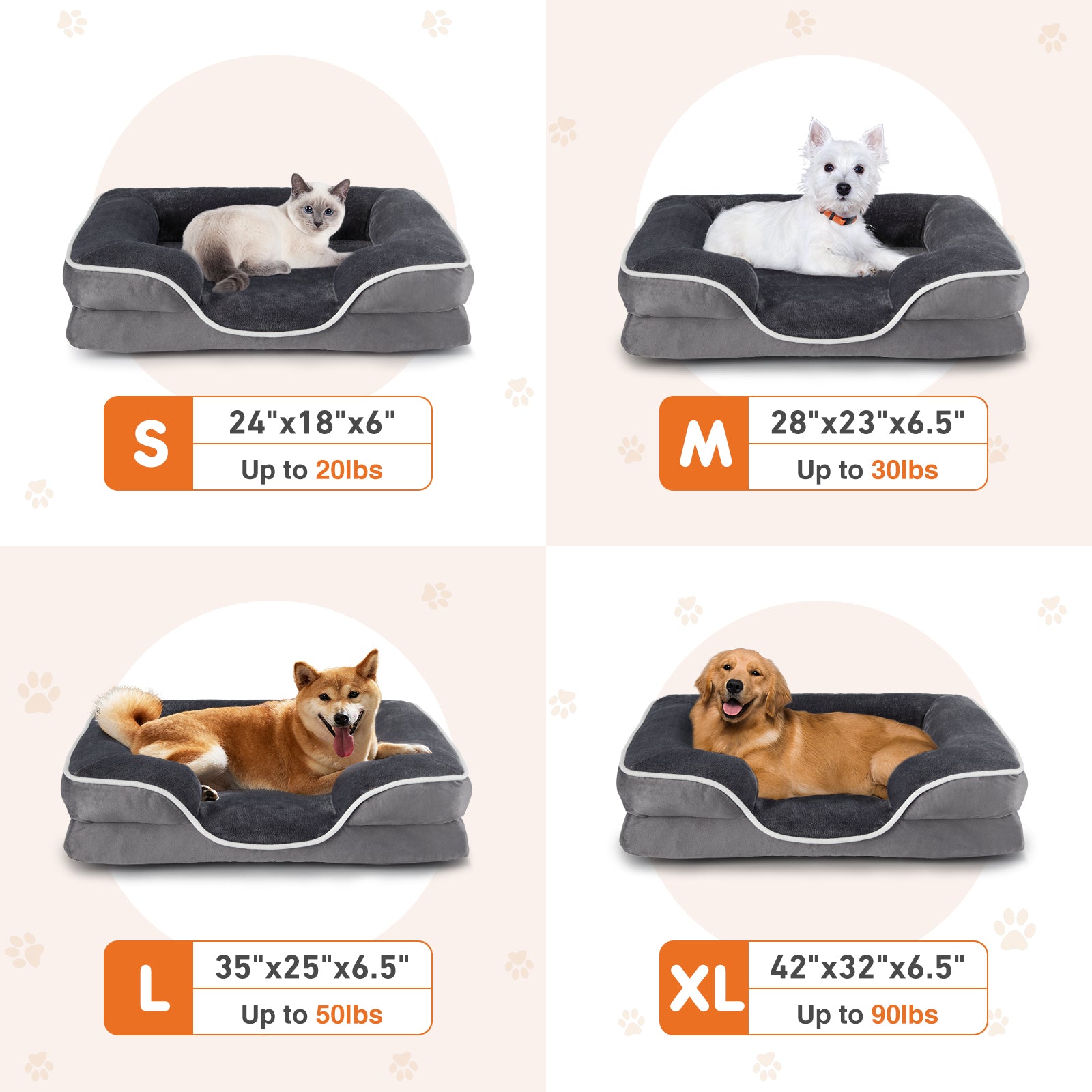 Pet Bed For Small Dogs & Cats With Washable Removable Cover Non-Slip Base Waterproof Liner