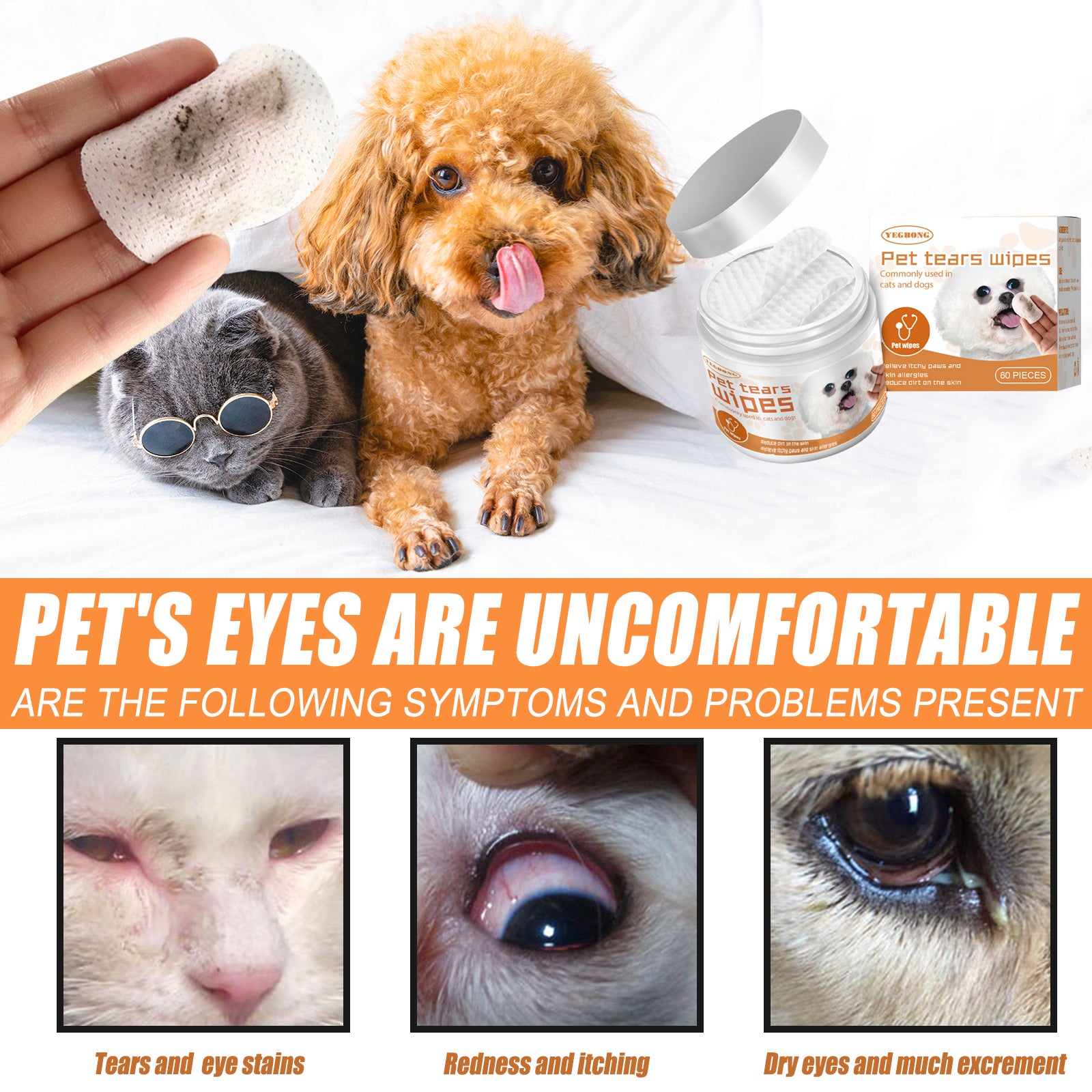 Pet Wipes for Dogs And Cats Cotton Pad for Eyes and Ears