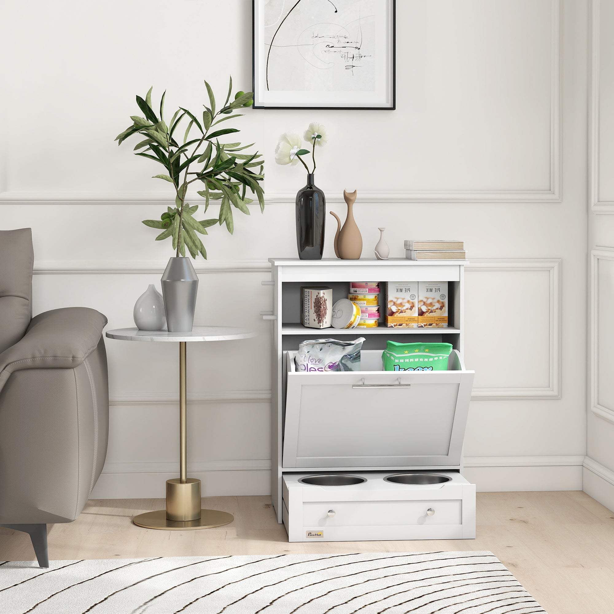 Pet Feeder Station/Storage Cabinet