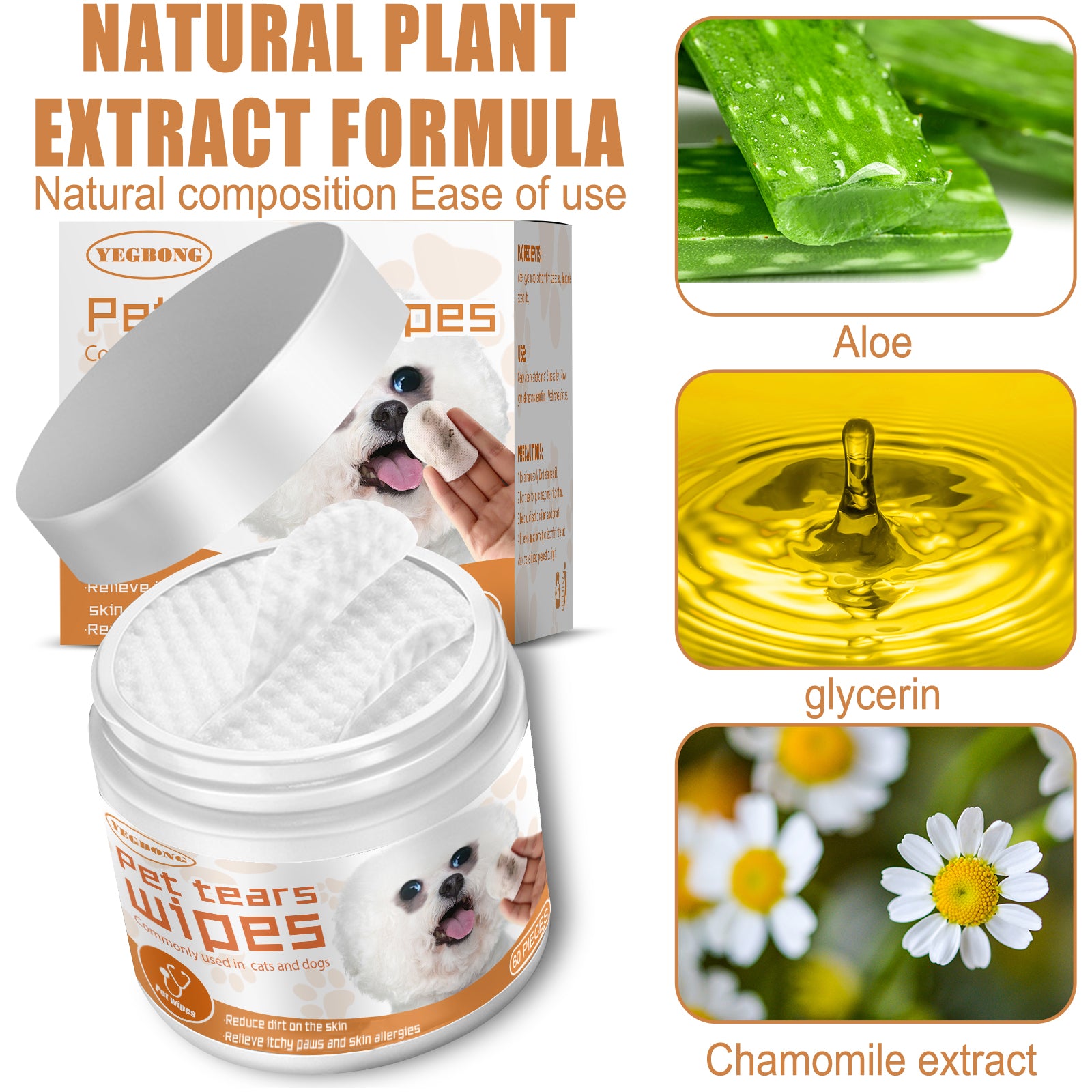 Pet Wipes for Dogs And Cats Cotton Pad for Eyes and Ears