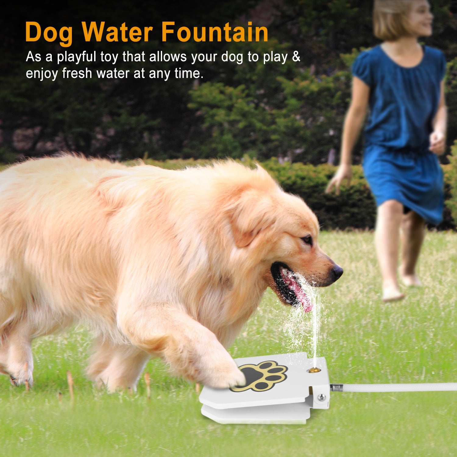 Outdoor Water Dispenser Step-on Activated Sprinkler With Interactive Paw Pedal