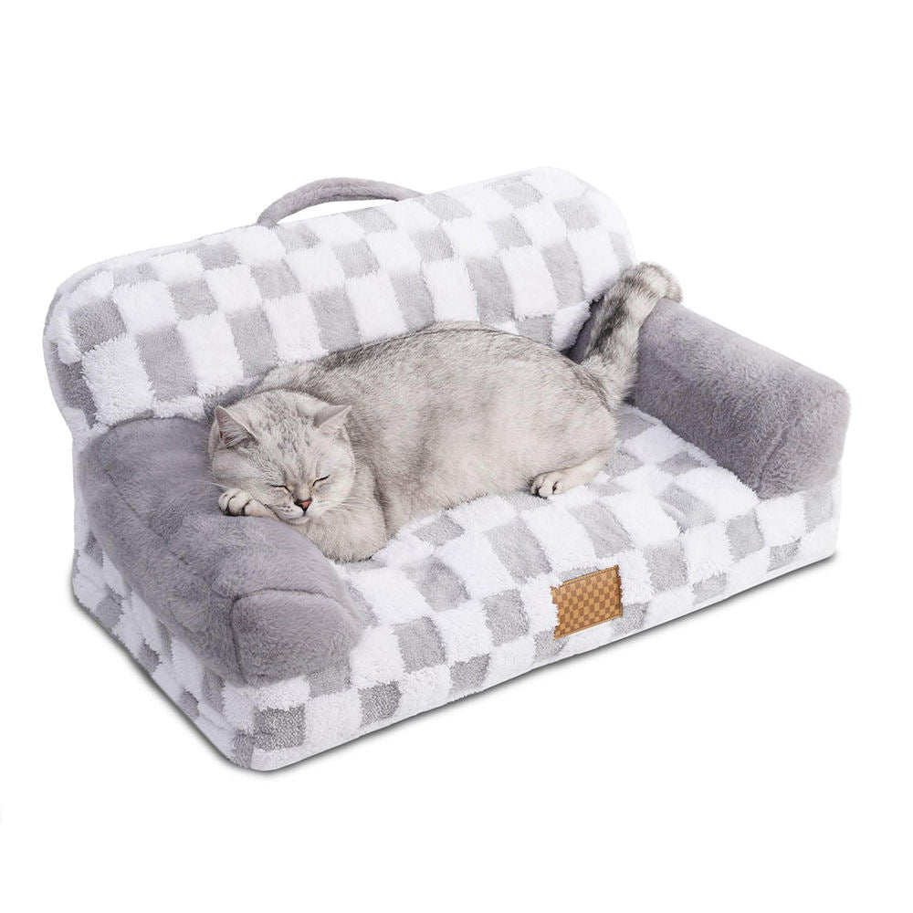 Solid Color Pattern Leather Fur Machine Washable Detachable Cover Pet Bed