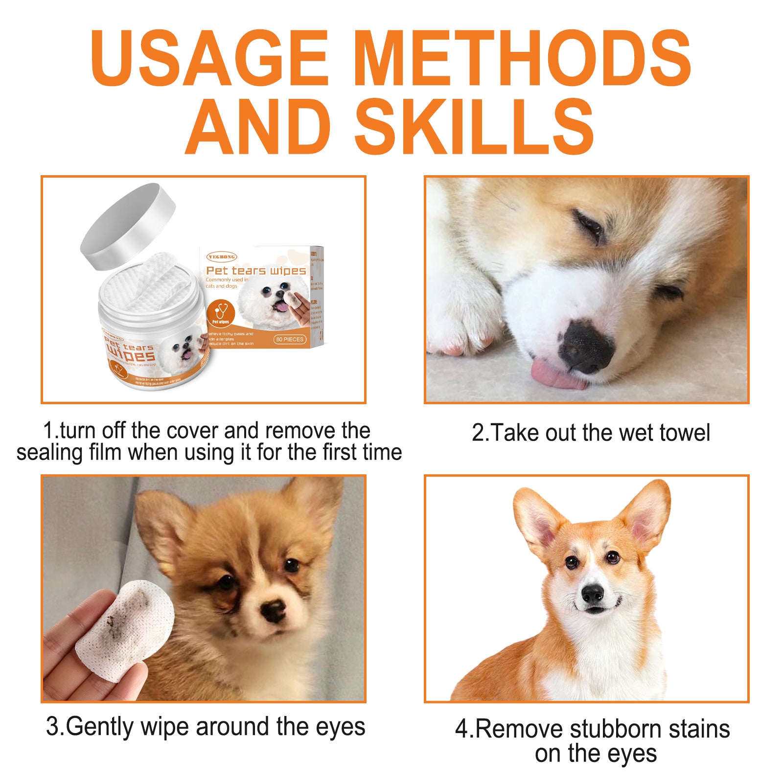 Pet Wipes for Dogs And Cats Cotton Pad for Eyes and Ears