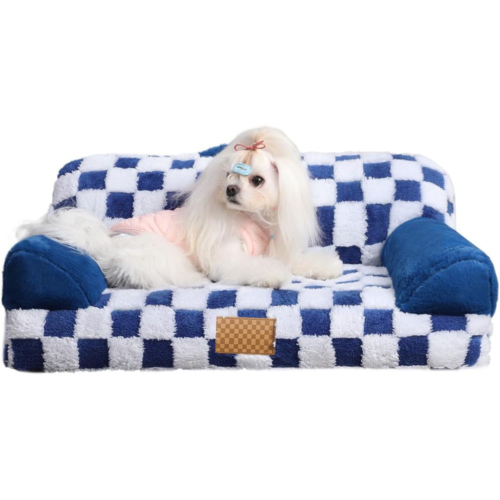 Solid Color Pattern Leather Fur Machine Washable Detachable Cover Pet Bed