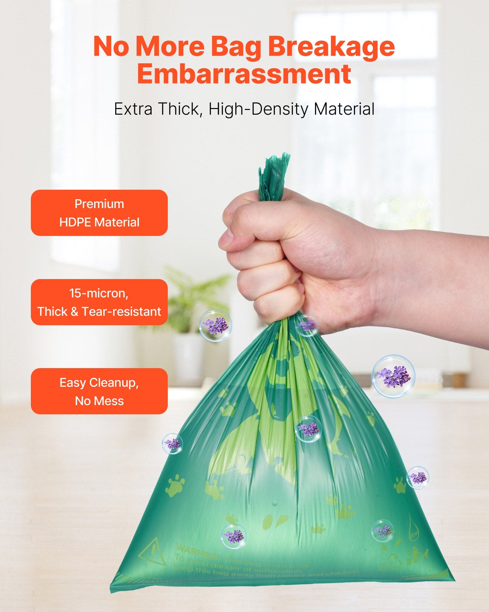 Poop Bags Refill Rolls 270PCS/ 18 rolls Lavender Scented Biodegradable