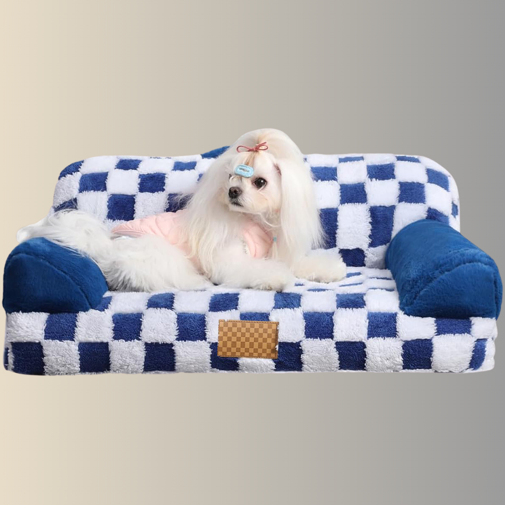 Solid Color Pattern Leather Fur Machine Washable Detachable Cover Pet Bed
