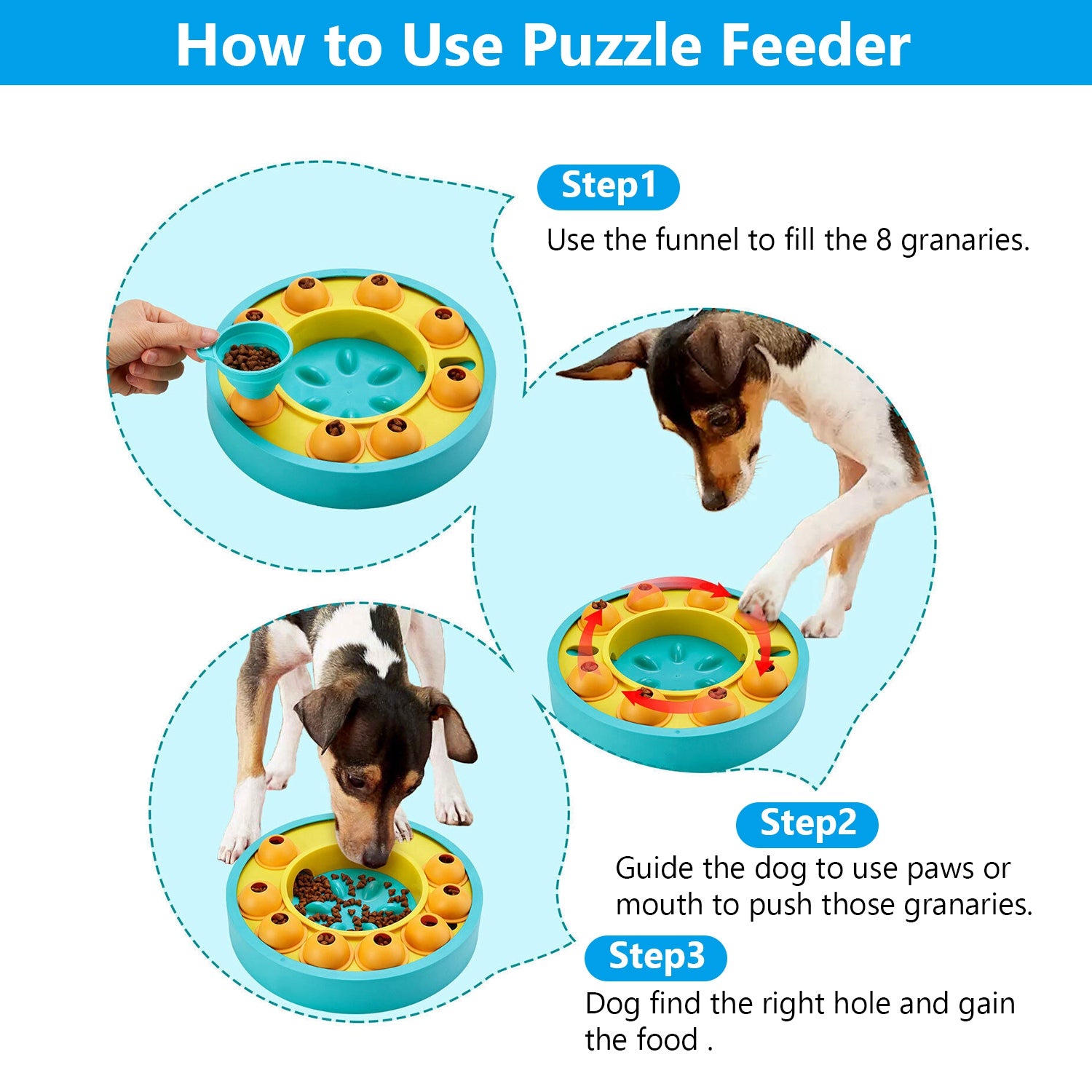 1Pc Dog Puzzle Slow Feeder Bowl Interactive Toy Dog Treat Dispensing Toy