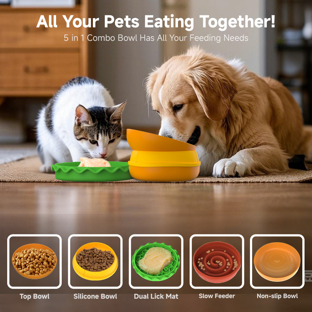 Hamburger Pet Bowl Combination Multi-layer Five-in-one