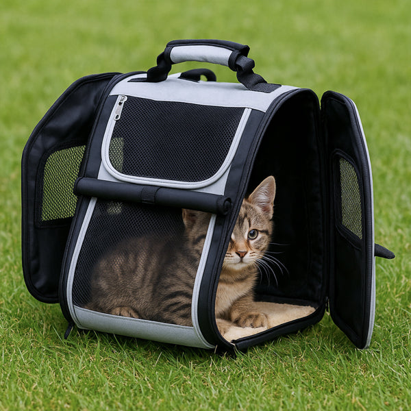 Pet Carrier Backpack, Expandable, Breathable Mesh Travel Backpack For Small Dogs Cats, Soft-Sided Pet Backpack Holds Up To 26 Lbs